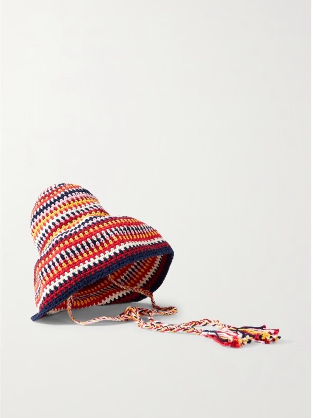 NWT Alanui Beach Break hat Multicolor Crochet Sun Hat with Ties - Picture 2 of 6